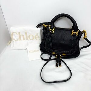 Chloe Mini Marcie Black Leather 2 Way Bag